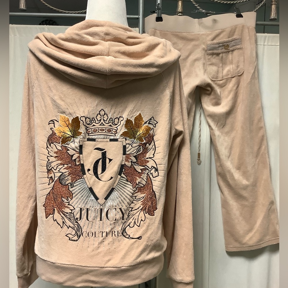 Juicy Couture Terry Capri Pants 32 x 24 Zip Up Hoodie Tracksuit